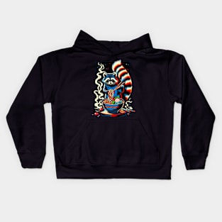 Ramen-Loving Raccoon Kids Hoodie